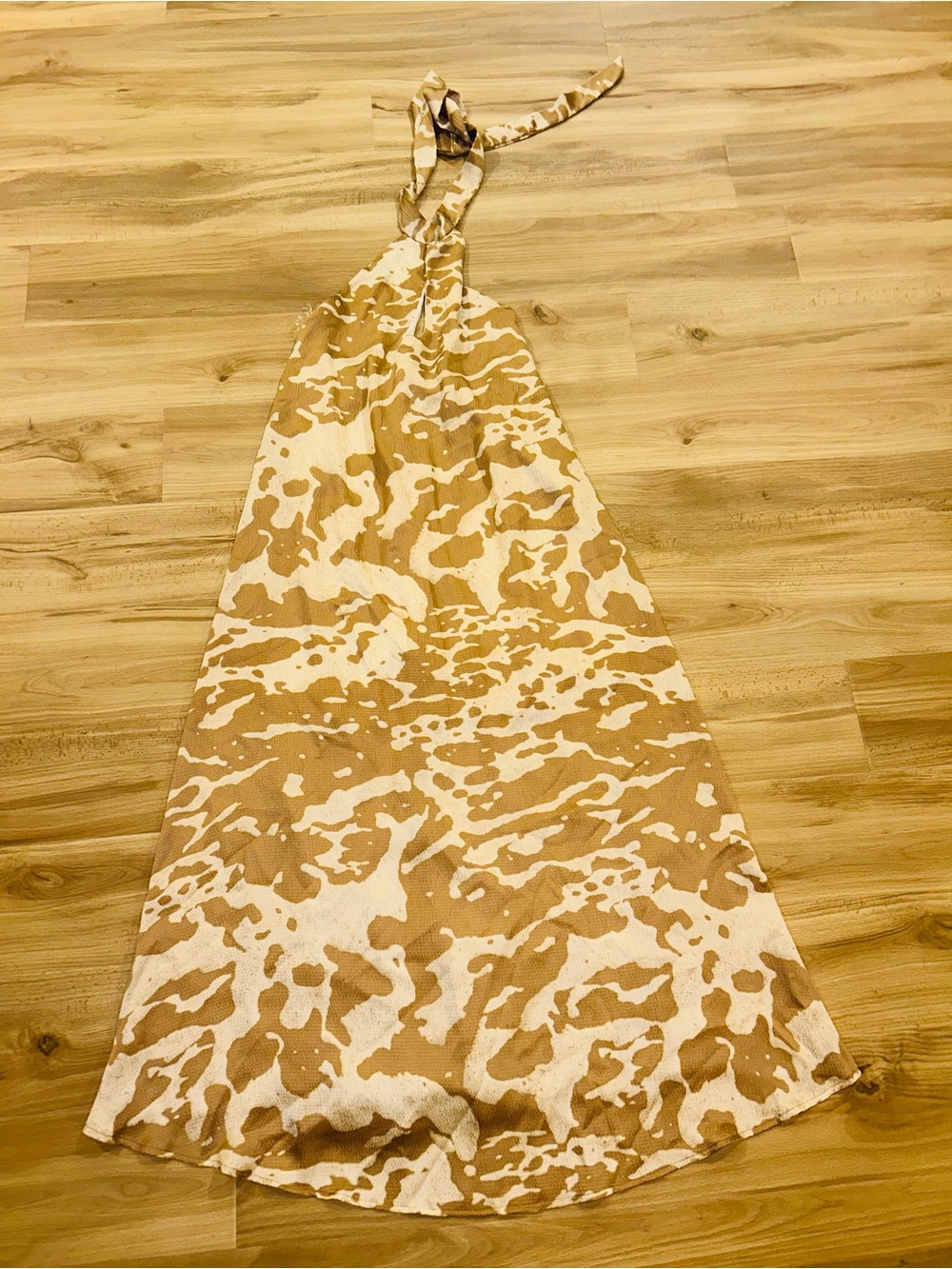 Neutral Beige and White Halter Maxi Dress - Women's Summer Maxi NEW